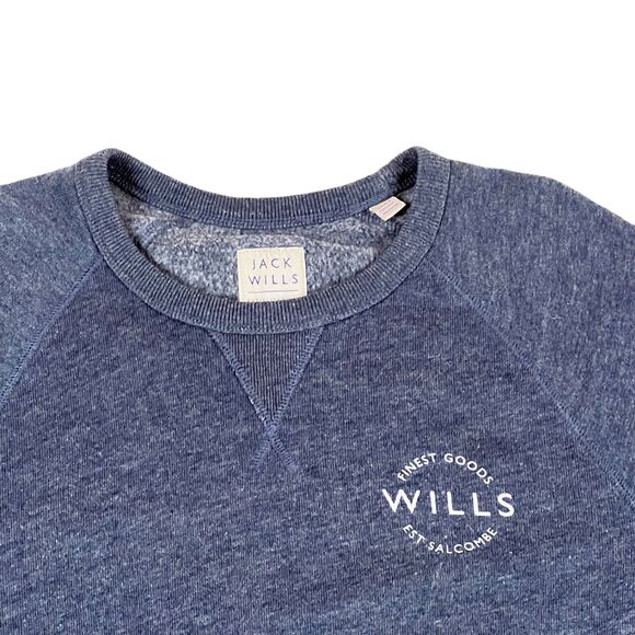 Jack Wills Gray Sweatshirt Jumper Mens M "Finest Goods" Circle Chest Logo Soft! - Picture 2 of 10
